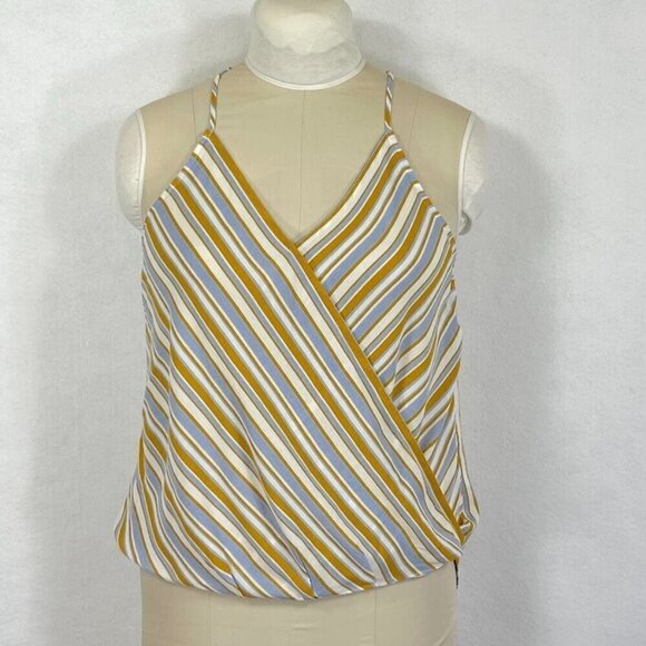 Market & Spruce Mac Surplice Sleeveless Blouse Faux Wrap Striped Summer Boho S - Picture 5 of 9